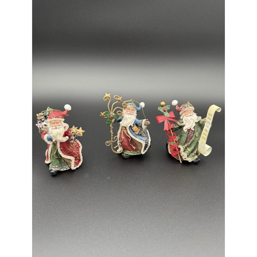 2003 Home Interiors Old World Santas 4" Set Of 3 Brand New Boxed Rare